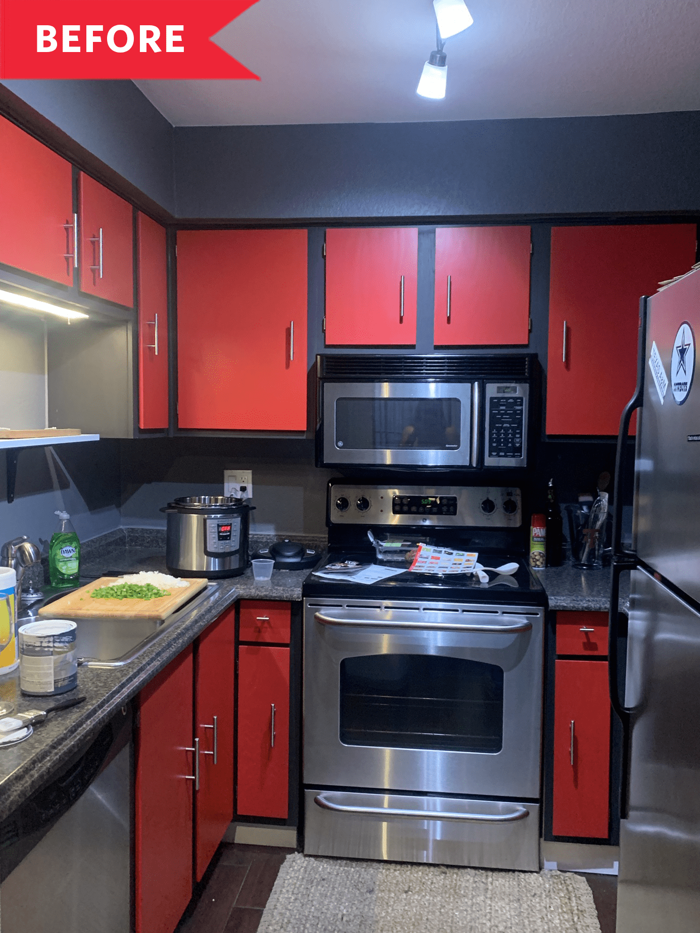 All Red Kitchen Transformed With Paint Apartment Therapy